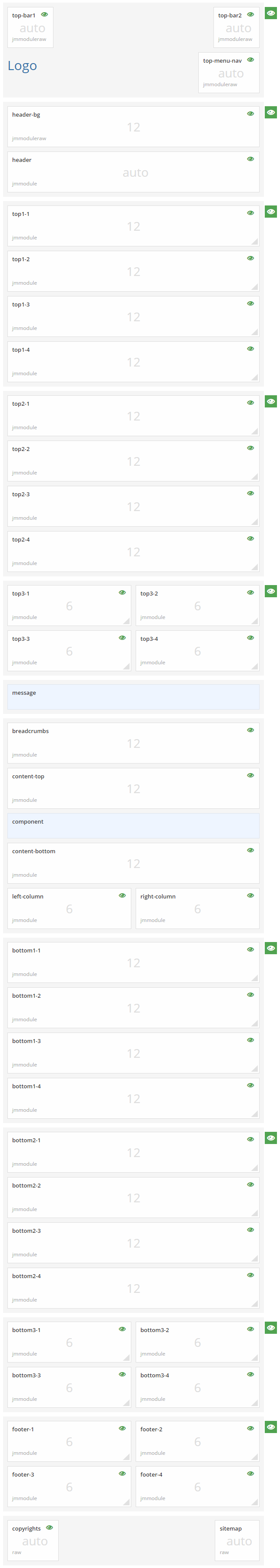 Module positions for small screen